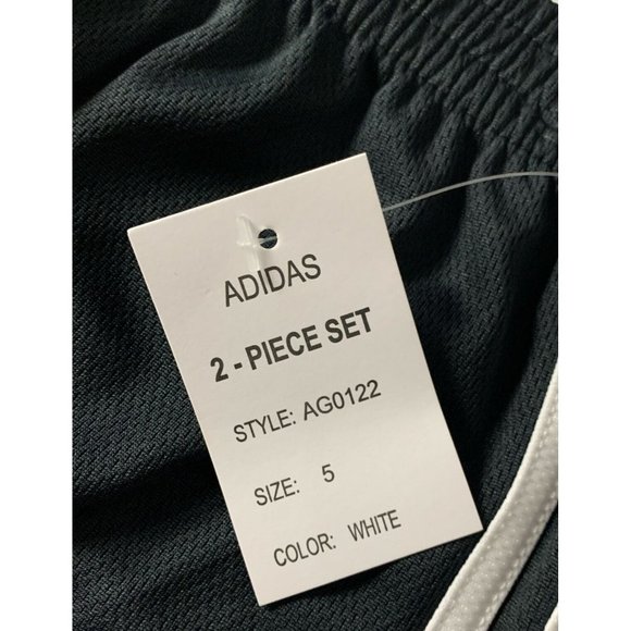 Sport Set 2pcs Adidas Girls Size 5  ADI Cotton Tank and Shorts Set White/Black - Picture 11 of 11